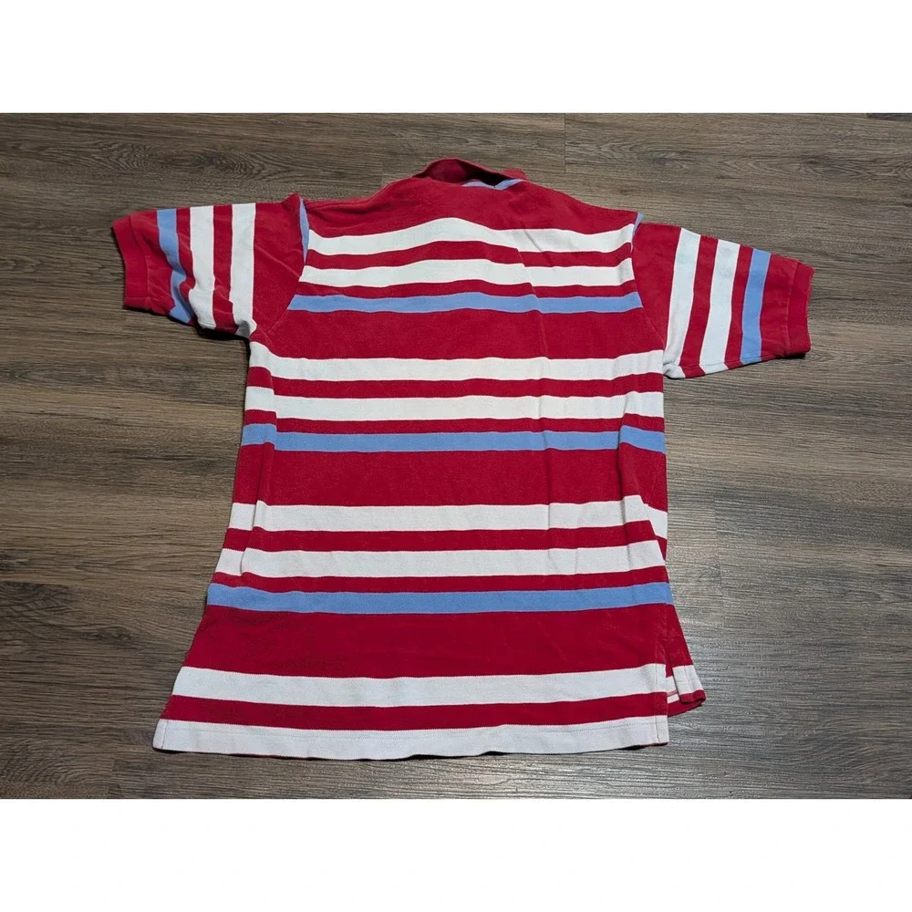 Polo Ralph Lauren Mens Large USA Flag Striped Pocket Polo Shirt Red White Blue